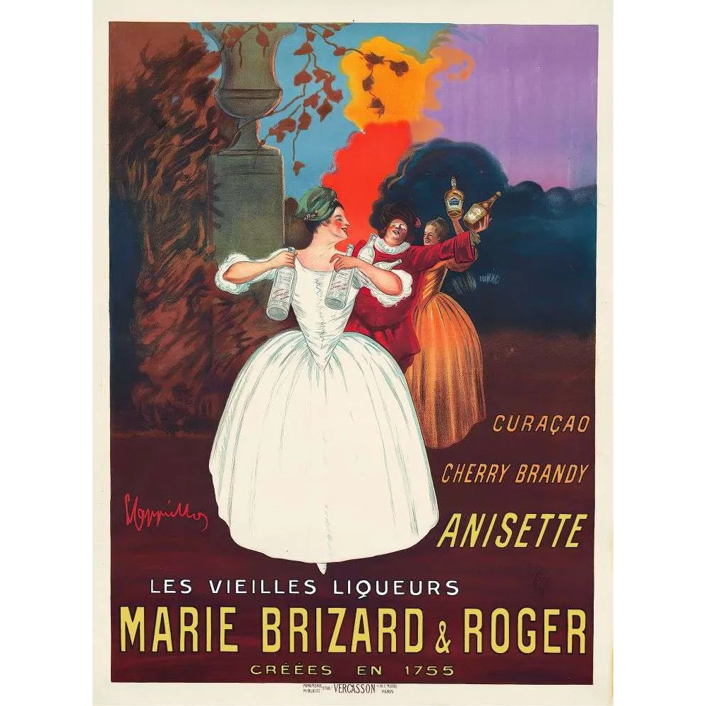 Affiche Marie Brizard Roger Vieilles Liqueurs Cappiello Anisette Bordeaux – Publicité vintage