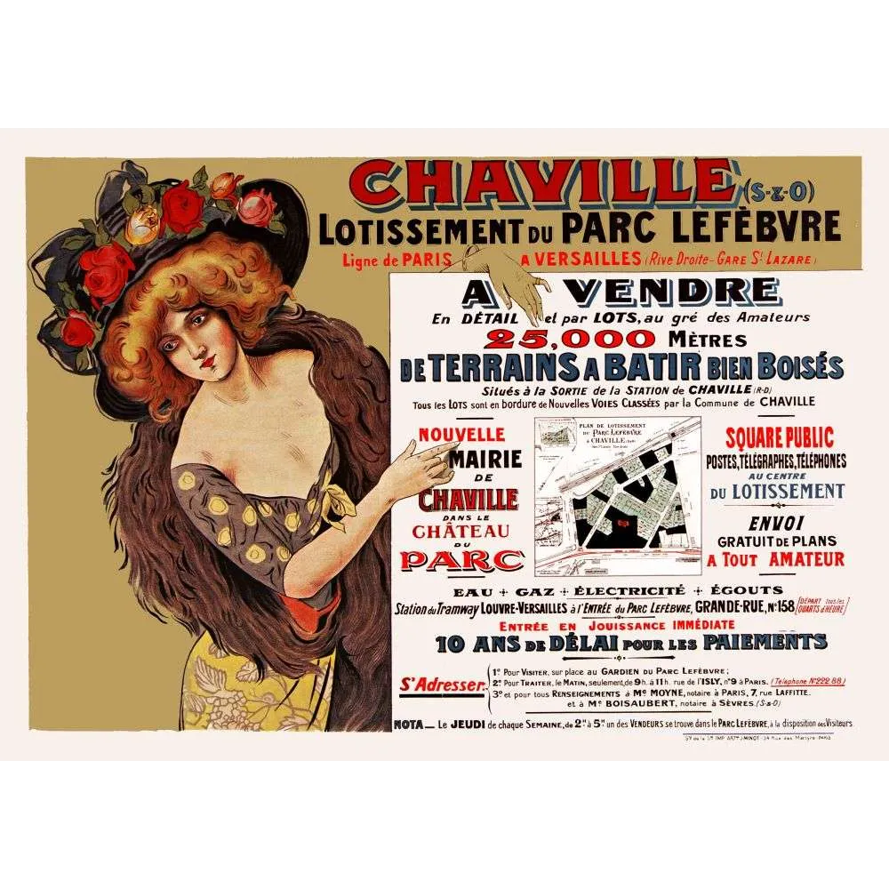 Affiche Immobilière Chaville Lotissement Parc Lefèbvre Terrains Paris Versailles – Publicité vintage
