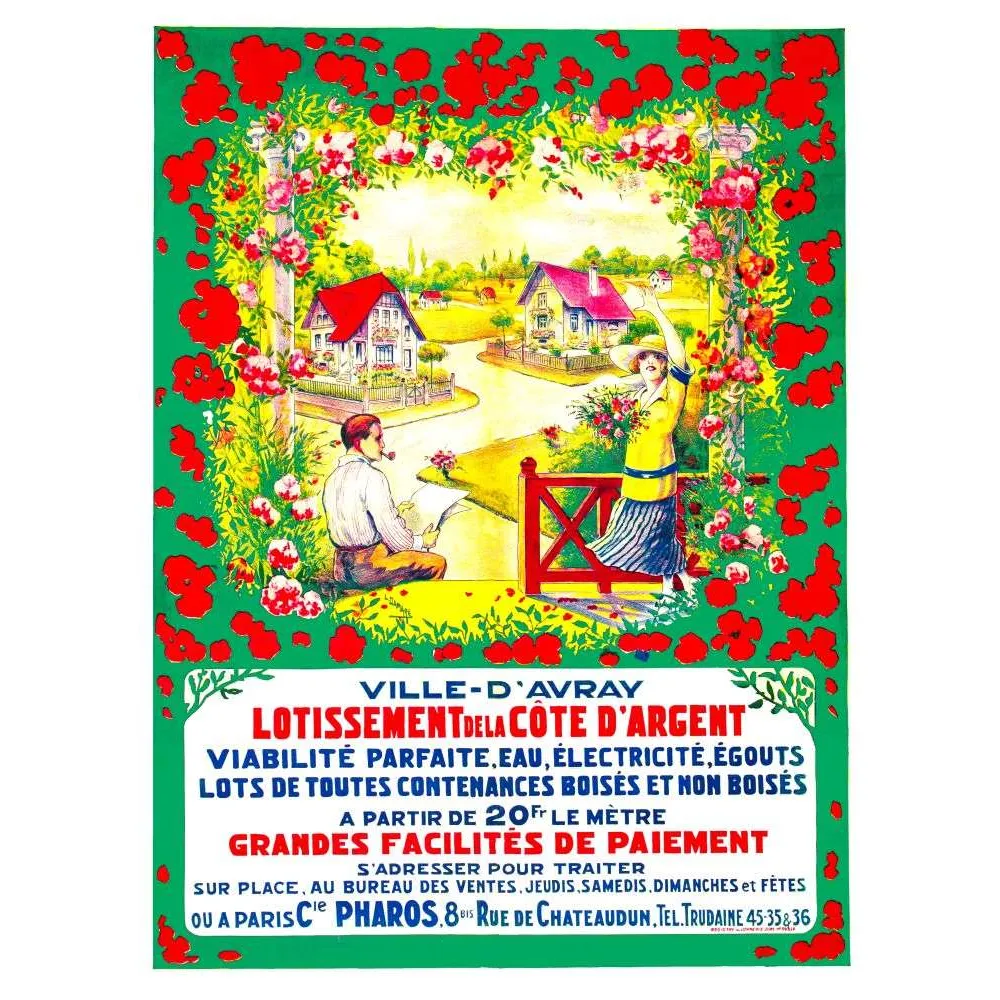 Affiche Lotissement Ville-d'Avray Côte d'Argent – Publicité vintage Affiche Lotissement Ville-d'Avray Côte d'Argent – Publicité vintage