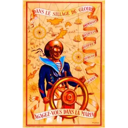 Affiche Recrutement Marine Nationale Dans le Sillage de Gloire – Publicité vintage