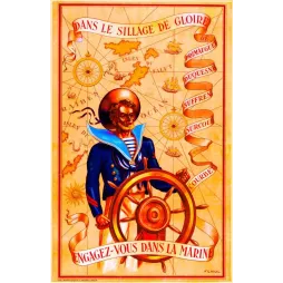 Affiche Recrutement Marine Nationale Dans le Sillage de Gloire – Publicité vintage