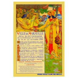 Affiche Fêtes Centenaire Fondation Marseille 1899 – Fac-similé de document ancien