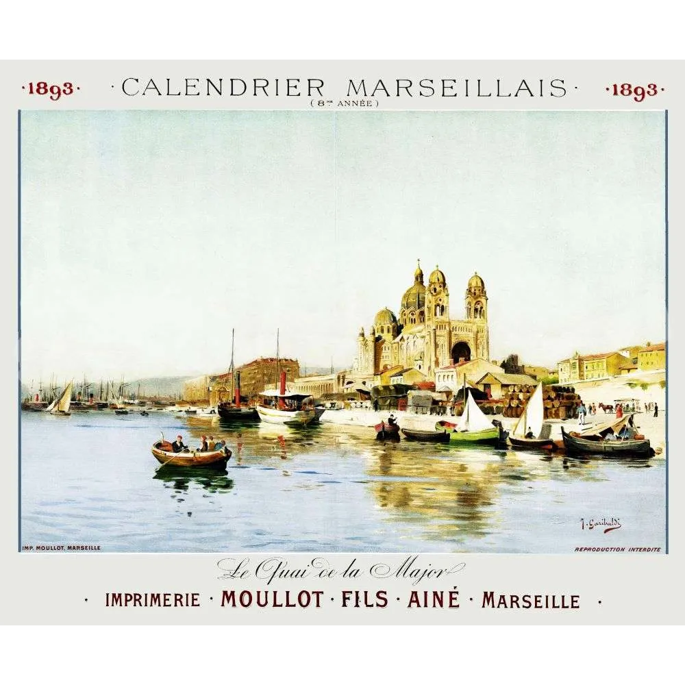 Calendrier Marseillais 1893 Quai de la Major Moullot – Fac-similé de document ancien Calendrier Marseillais 1893 Quai de la Major Moullot – Fac-similé de document ancien