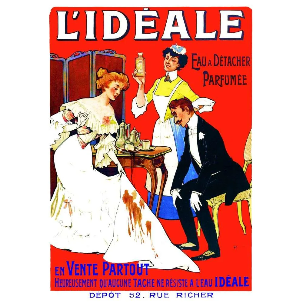 Affiche L'Idéale Eau à Détacher Parfumée Paris – Publicité vintage Affiche L'Idéale Eau à Détacher Parfumée Paris – Publicité vintage