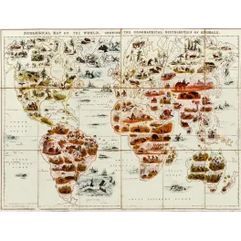 Carte Zoologique du Monde Répartition Animaux XIXe siècle – Cartographie ancienne