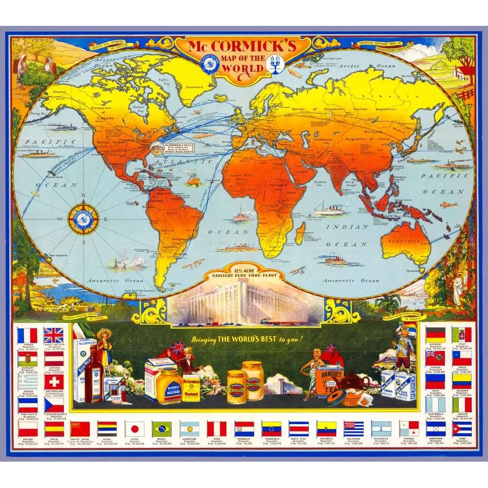 Carte Publicitaire McCormick Map of the World – Cartographie ancienne Carte Publicitaire McCormick Map of the World – Cartographie ancienne