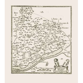 Fac-similé de carte ancienne Diocèse Montpellier Gravure XVIIe siècle – Cartographie ancienne