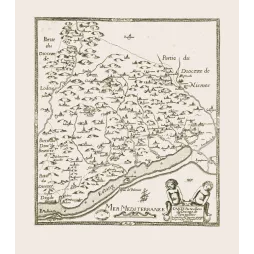 Fac-similé de carte ancienne Diocèse Montpellier Gravure XVIIe siècle – Cartographie ancienne