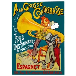 Affiche Grosse Contrebasse Instruments Musique Bordeaux Espagnet – Publicité vintage