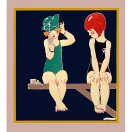 Deux baigneuses - Illustration Art déco - Pubs vintage