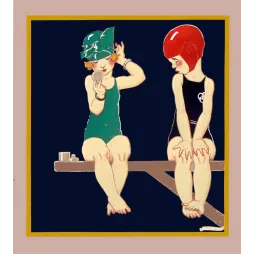 Deux baigneuses - Illustration Art déco - Pubs vintage
