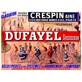 Affiche Vélocipèdes Dufayel Crespin Paris Boulevard Barbès – Publicité vintage