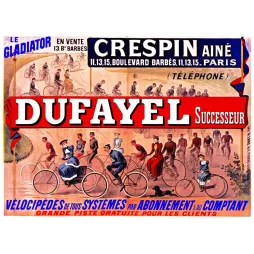 Affiche Vélocipèdes Dufayel Crespin Paris Boulevard Barbès – Publicité vintage