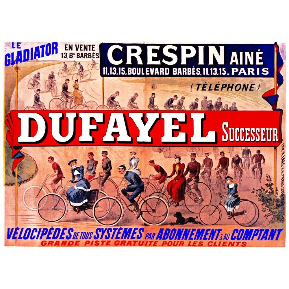 Affiche Vélocipèdes Dufayel Crespin Paris Boulevard Barbès – Publicité vintage