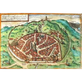 Plan Ancien Nîmes Vue Cavalière Pont du Gard XVIe siècle – Cartographie ancienne