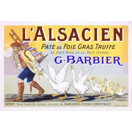 Affiche L'Alsacien Pâté Foie Gras Truffé G. Barbier Paris – Publicité vintage