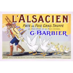Affiche L'Alsacien Pâté Foie Gras Truffé G. Barbier Paris – Publicité vintage