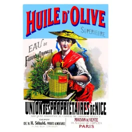 Affiche Huile d'Olive Nice Femme Costume Régional Paris – Publicité vintage
