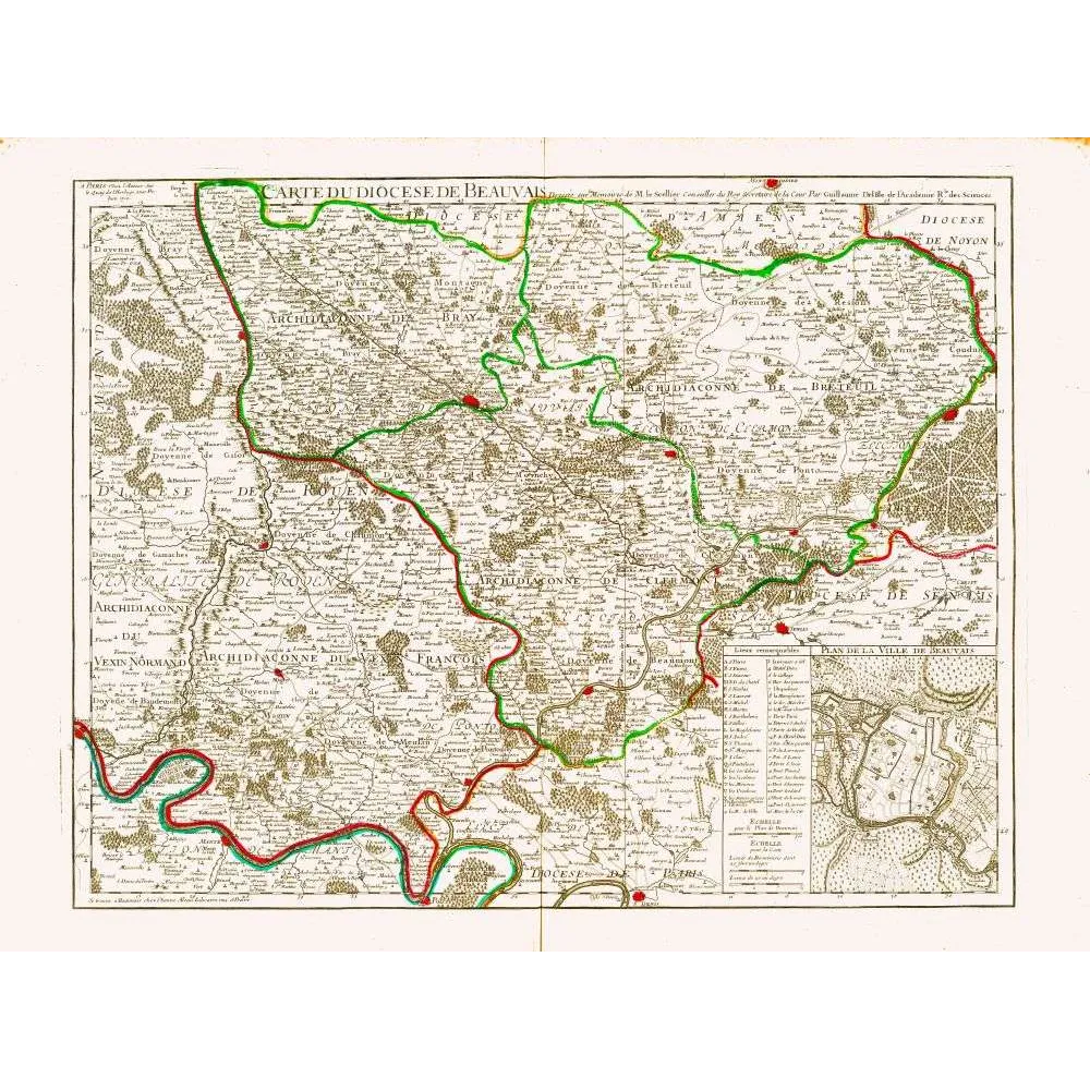 Carte Diocèse Beauvais Guillaume Delisle Plan Ville XVIIIe – Cartographie ancienne Carte Diocèse Beauvais Guillaume Delisle Plan Ville XVIIIe – Cartographie ancienne