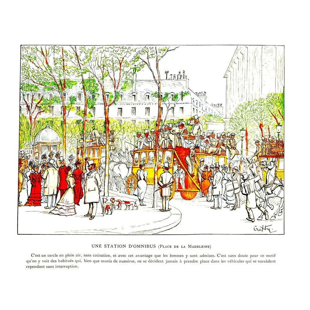 Illustration Station Omnibus Place Madeleine Paris Crafty – Fac-similé de document ancien Illustration Station Omnibus Place Madeleine Paris Crafty – Fac-similé de document ancien