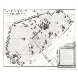 Plan Pittoresque Orléans 1843 Vue Cavalière Loire – Cartographie ancienne