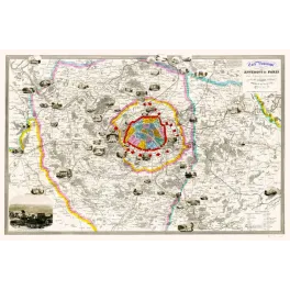 Carte Pittoresque Environs Paris Fortifications Vuillemin XIXe – Cartographie ancienne