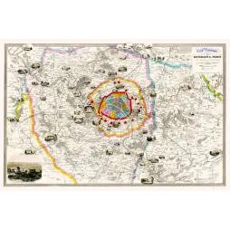Carte Pittoresque Environs Paris Fortifications Vuillemin XIXe – Cartographie ancienne
