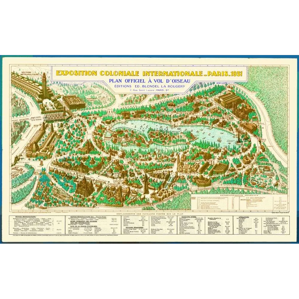 Plan Exposition Coloniale Internationale Paris 1931 Vincennes – Fac-similé de document ancien