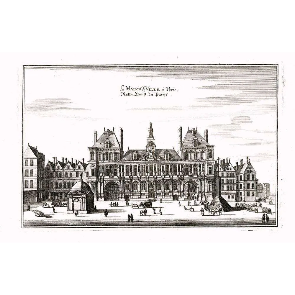 Gravure Hôtel de Ville Paris XVIIe Siècle Maison de Ville – Fac-similé de document ancien