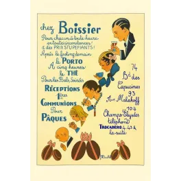 Affiche Boissier Confiserie Pâques Thé Porto Paris Art Déco – Publicité vintage