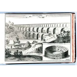 Pont du Gard et Arènes de Nîmes – Fac-similé de gravure ancienne 1705