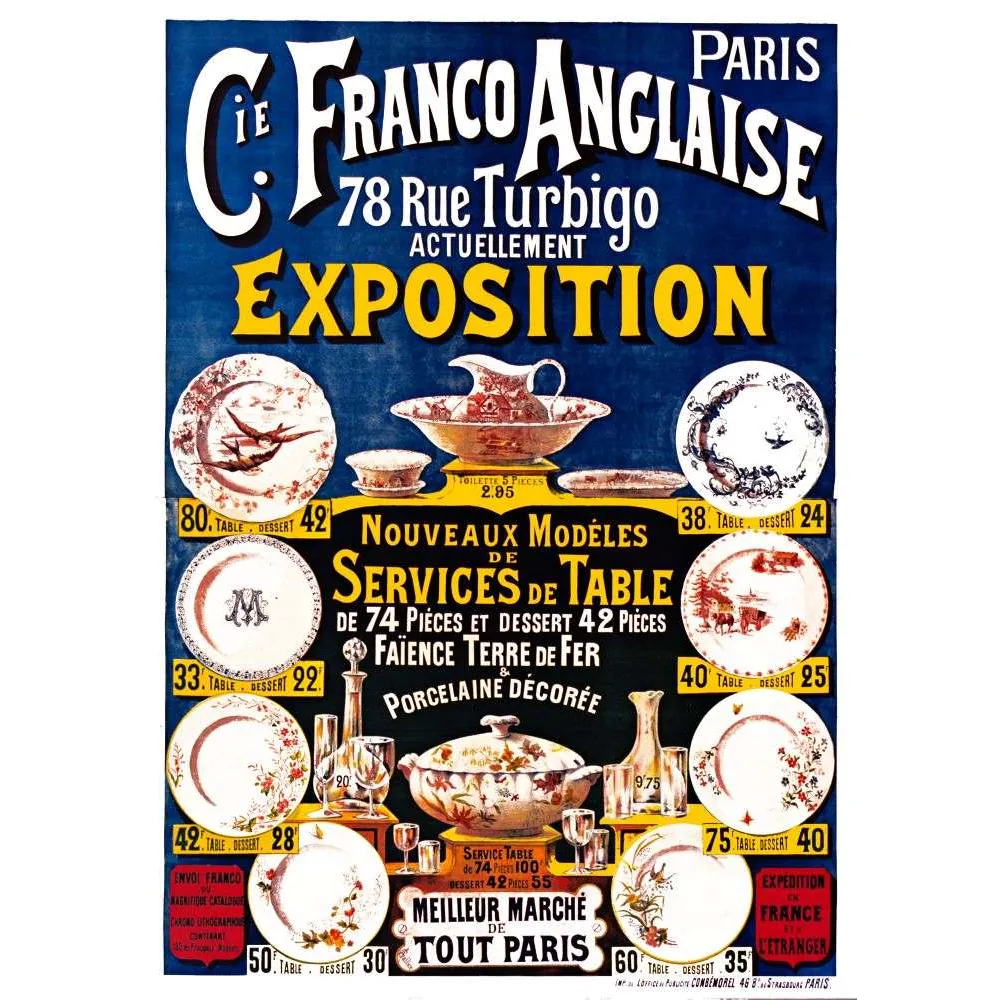 Compagnie Franco-Anglaise – pub vintage vaisselle Paris XIXe siècle Compagnie Franco-Anglaise – pub vintage vaisselle Paris XIXe siècle