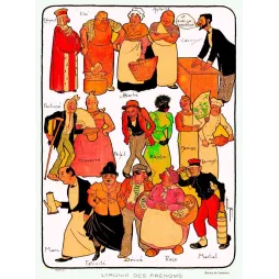 L'Ironie des Prénoms – Caricature presse Belle Époque Lebèque