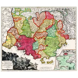 Fac-similé de carte ancienne Provence Homann – XVIIIe siècle Toulon Camargue