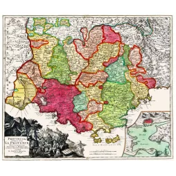 Fac-similé de carte ancienne Provence Homann – XVIIIe siècle Toulon Camargue