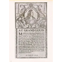 Au Grand Louis Bonnetier Paris 1735 – Document commercial rarissime