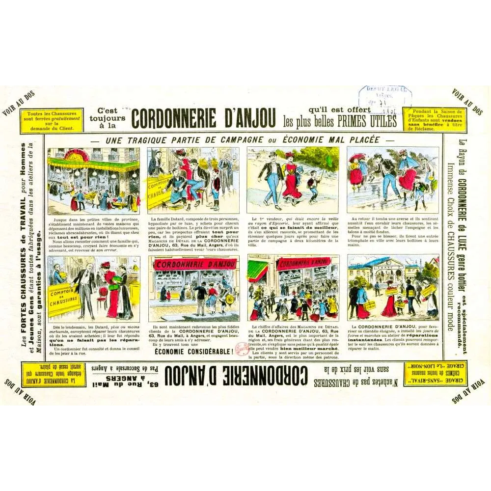 Cordonnerie d'Anjou Angers – pub vintage bande dessinée chaussures Cordonnerie d'Anjou Angers – pub vintage bande dessinée chaussures