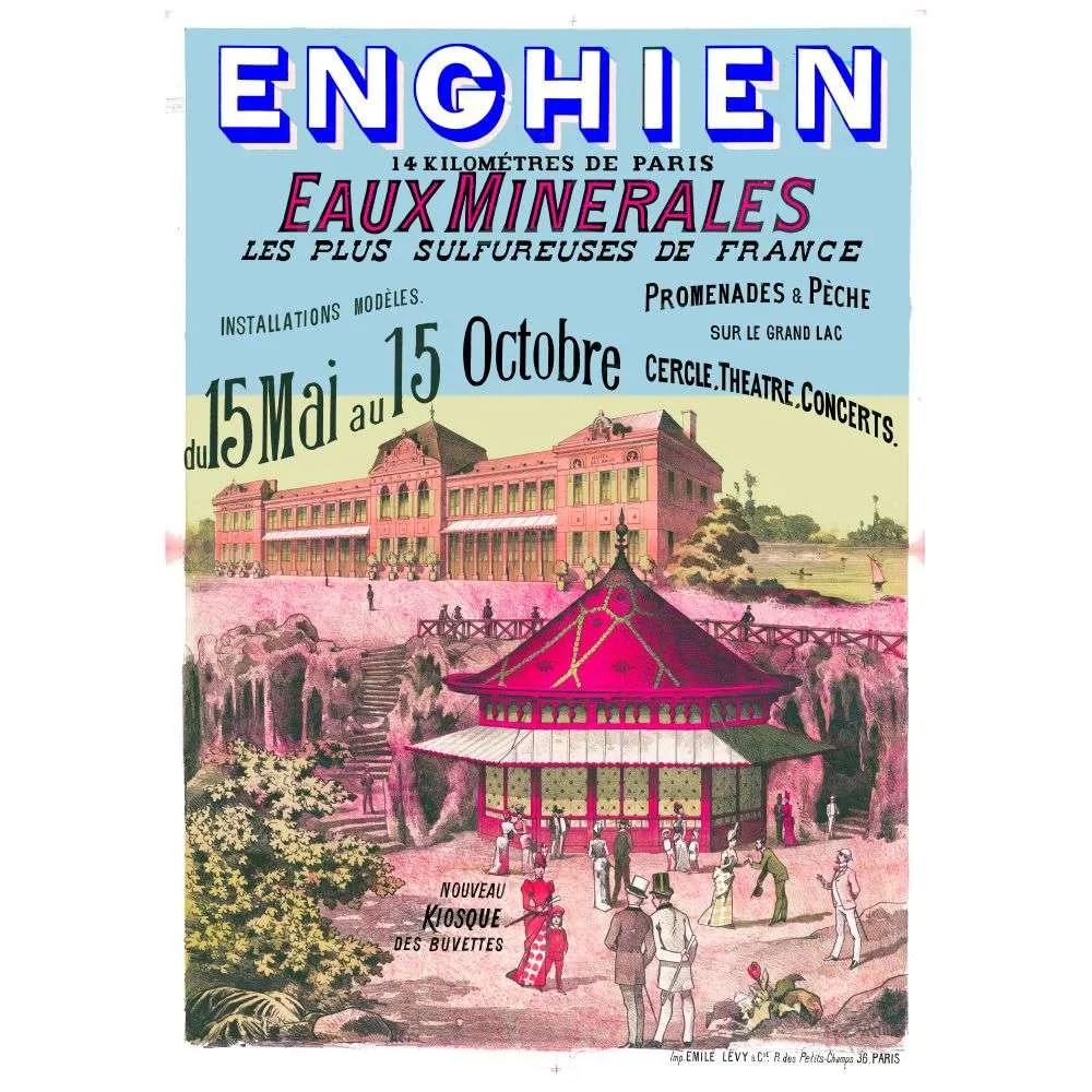 Enghien-les-Bains Eaux Minérales – Affiche thermale Belle Époque Enghien-les-Bains Eaux Minérales – Affiche thermale Belle Époque