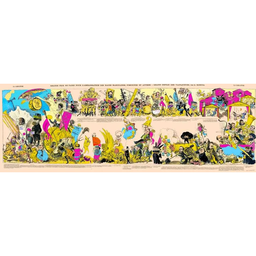 Robida Grand Défilé Vainqueurs – Caricature panoramique La Caricature Robida Grand Défilé Vainqueurs – Caricature panoramique La Caricature