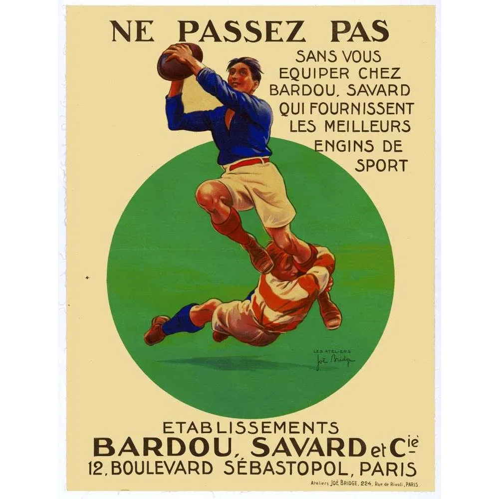 Bardou Savard Sport Paris – pub vintage rugby années 1920 Bardou Savard Sport Paris – pub vintage rugby années 1920
