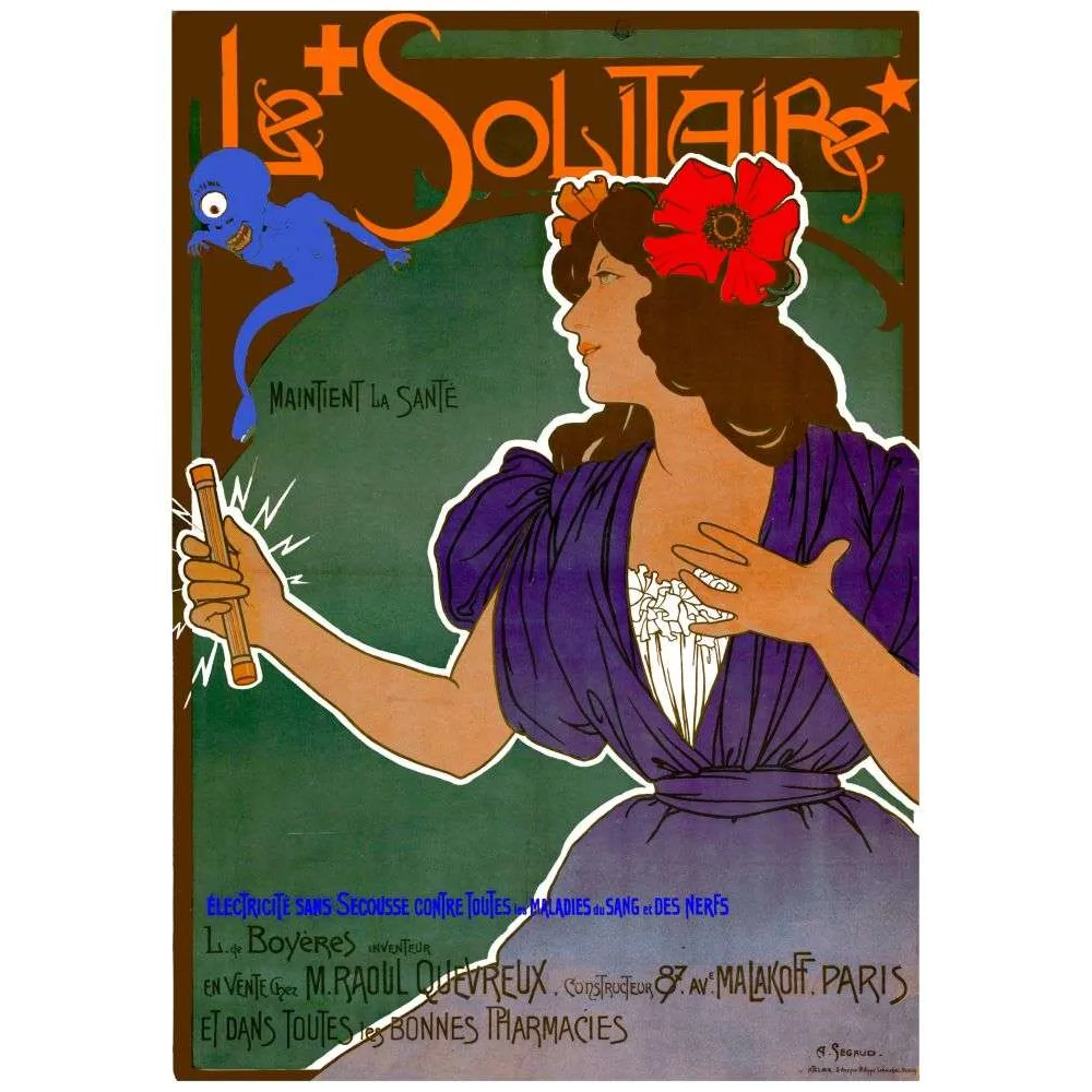 Le Solitaire électrothérapie – pub vintage Art Nouveau Belle Époque Le Solitaire électrothérapie – pub vintage Art Nouveau Belle Époque