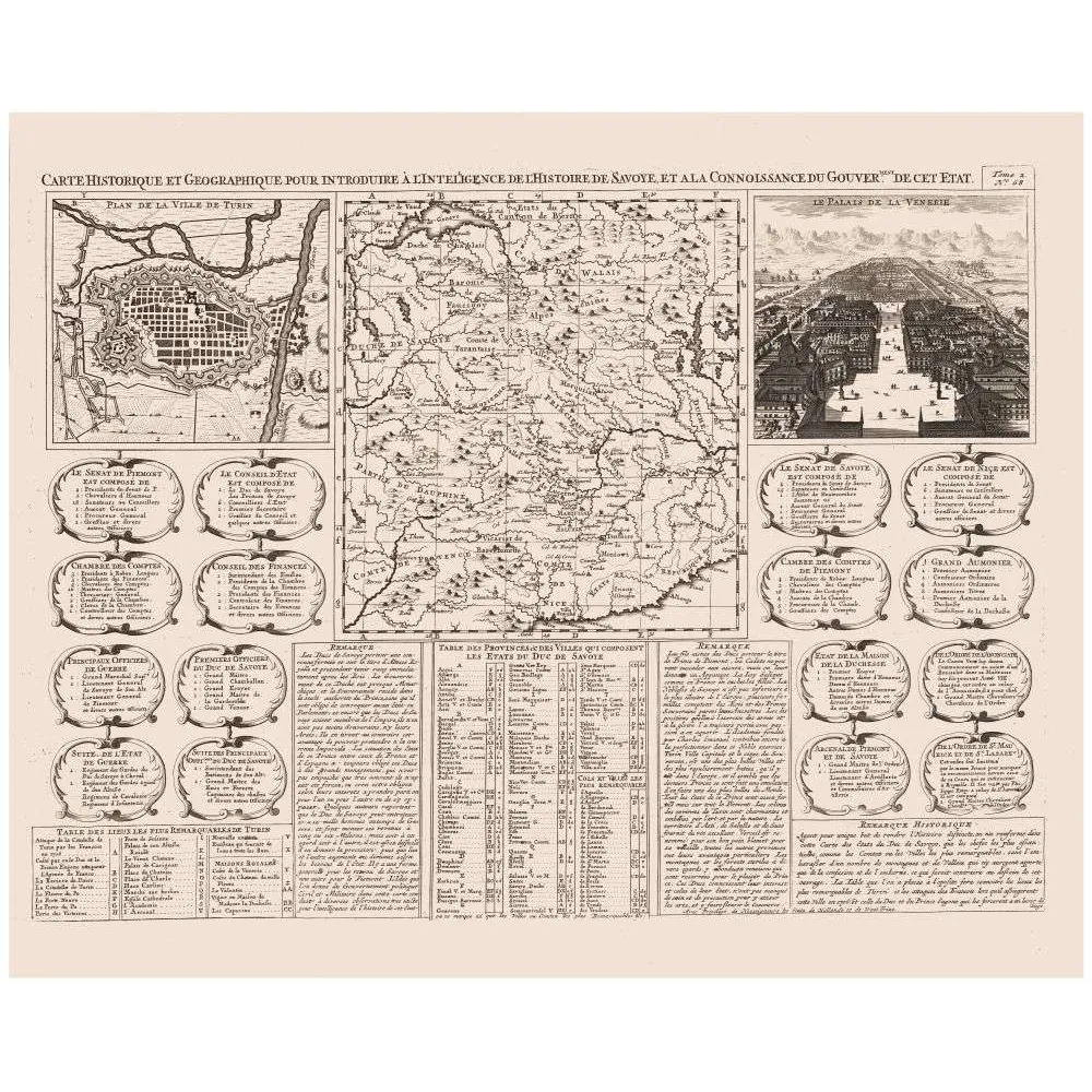 Carte Historique Savoie Piémont – Turin et Duché XVIIIe siècle Carte Historique Savoie Piémont – Turin et Duché XVIIIe siècle