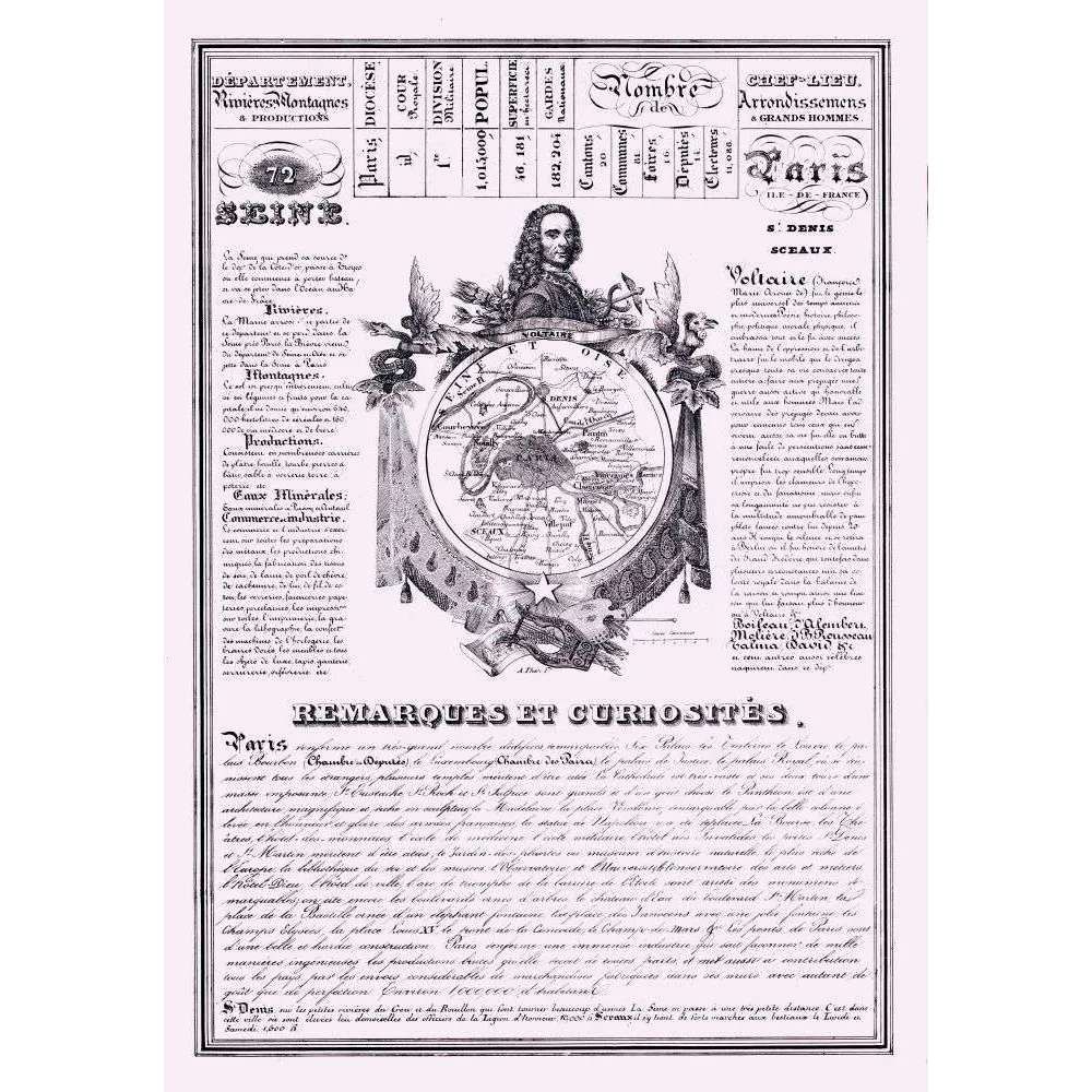 Département Seine Paris – Document géographique Voltaire XIXe siècle Département Seine Paris – Document géographique Voltaire XIXe siècle