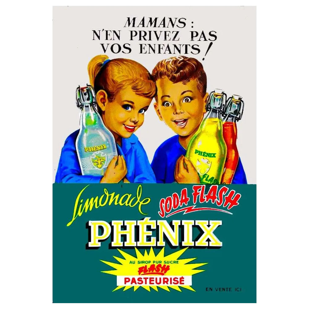 Limonade Phénix Soda Flash – pub vintage enfants années 1950