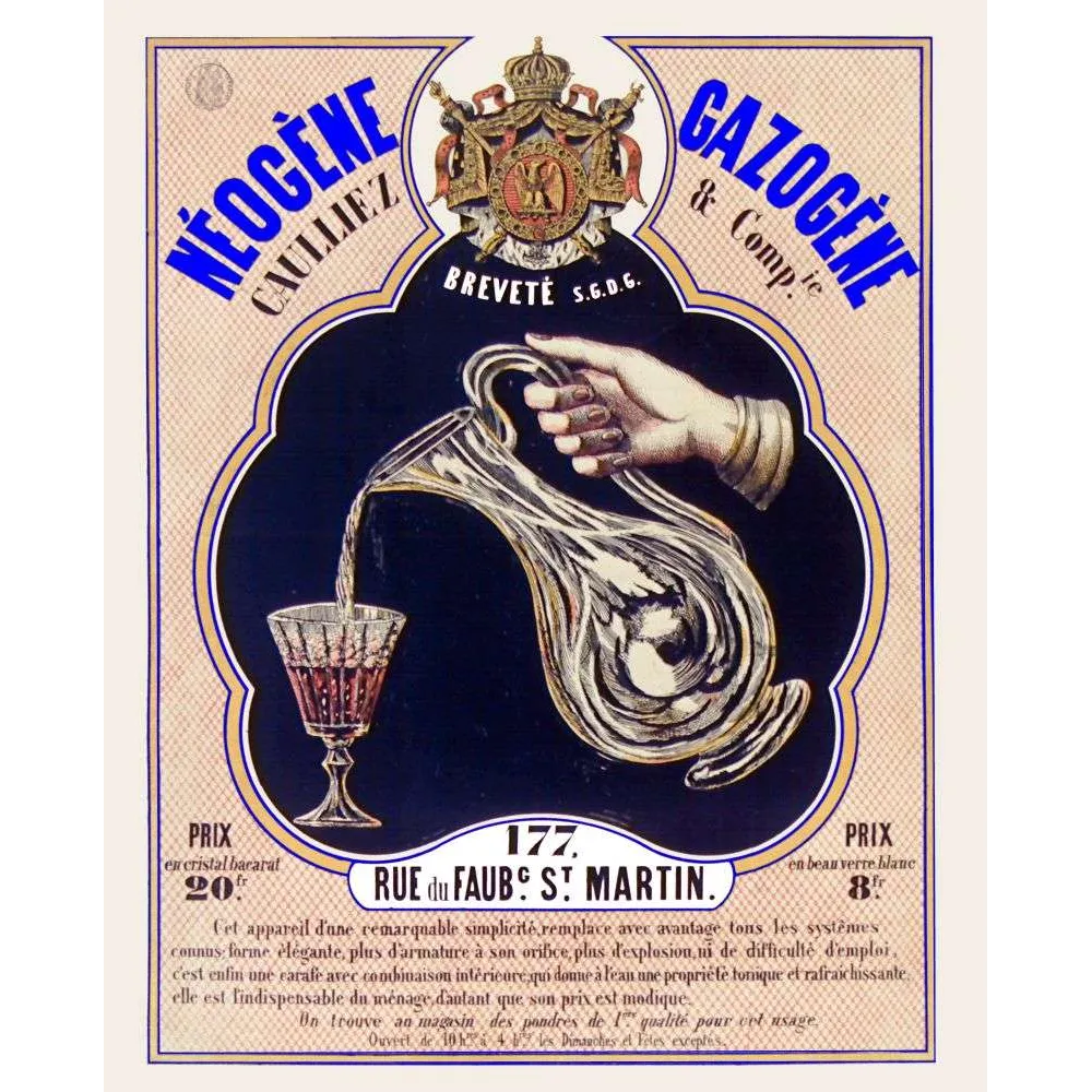 Gazogène Néogène Caulliez – pub vintage eau gazeuse Paris XIXe