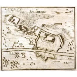 Sommières – Fac-similé de gravure ancienne ville fortifiée XVIIe–XVIIIe siècle