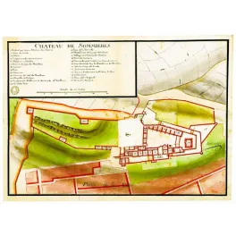 Château de Sommières – Plan militaire aquarellé XVIIIe siècle