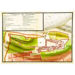 Château de Sommières – Plan militaire aquarellé XVIIIe siècle