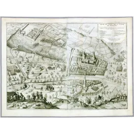 Siège de Sommières XVIIe – Fac-similé de gravure ancienne ville et troupes