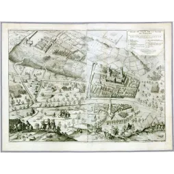 Siège de Sommières XVIIe – Fac-similé de gravure ancienne ville et troupes